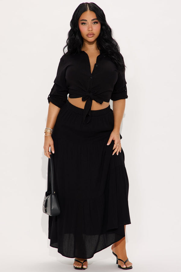 Haylee Tie Front Shirt - Black