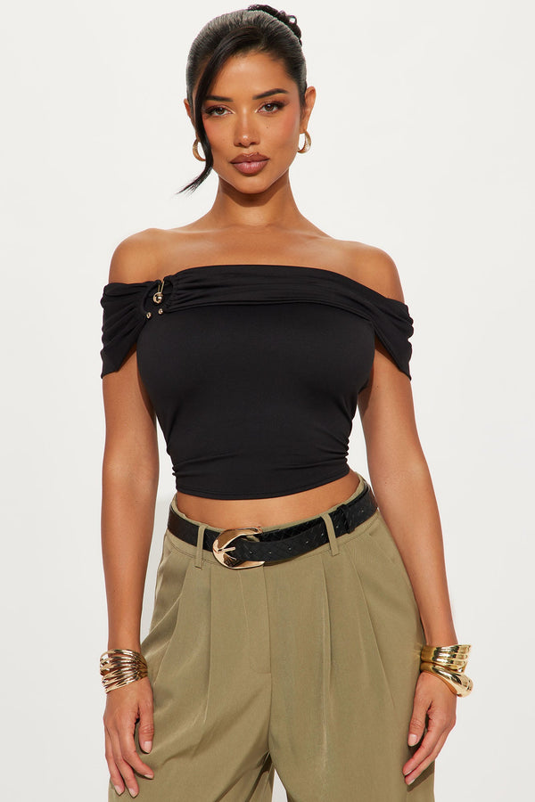 My Everything Ruched Off Shoulder Top - Black