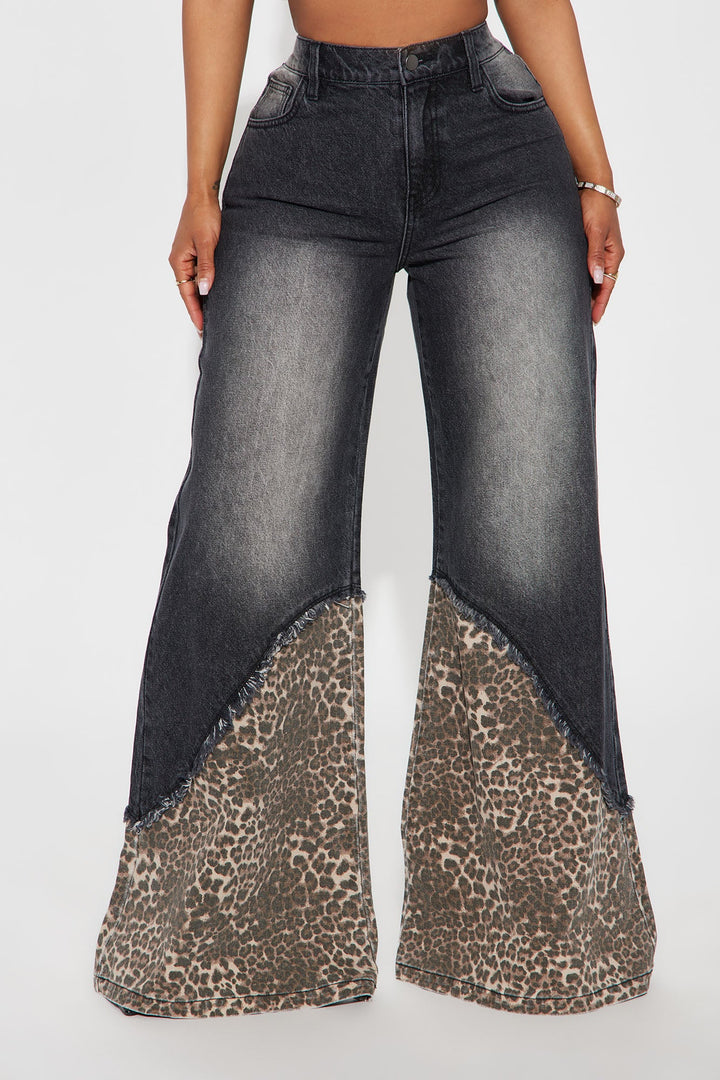 Animal Instinct Non-Stretch Wide Leg Jean - Black Wash