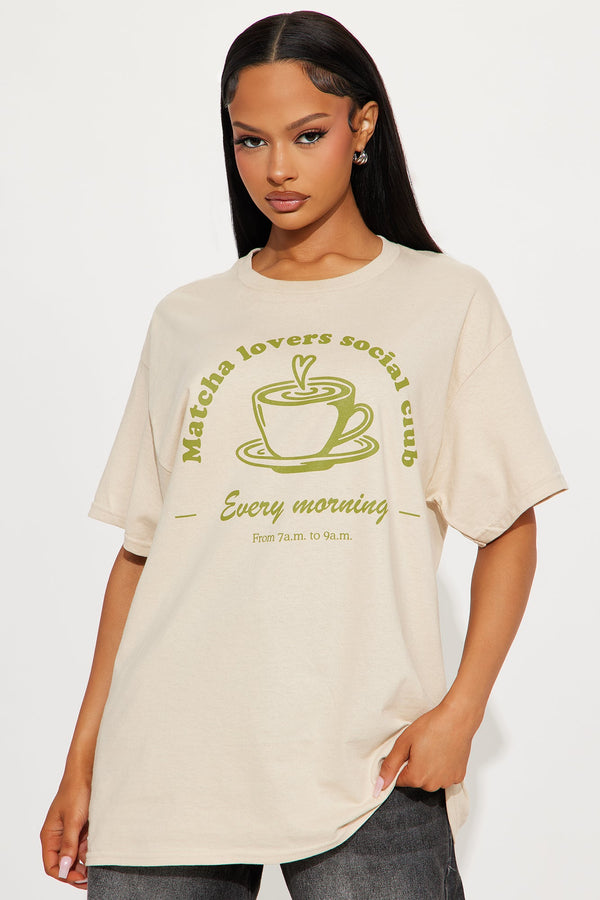 Matcha Lovers Social Club Oversized Tee - Sand