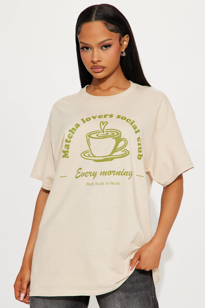 Matcha Lovers Social Club Oversized Tee - Sand