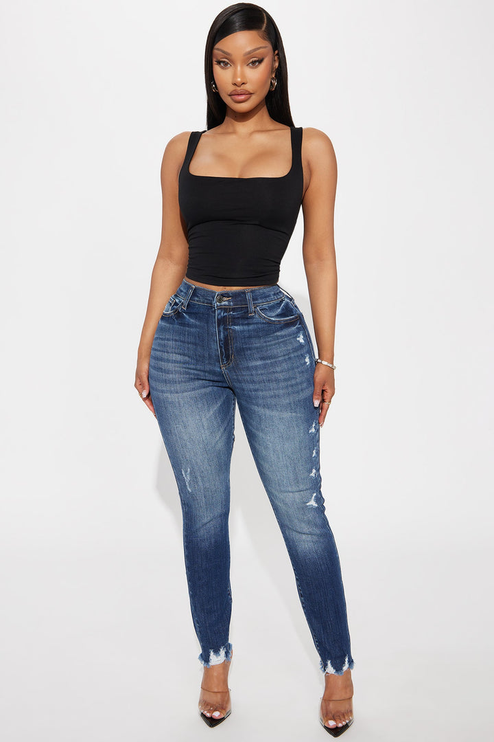 Work Of Art High Rise Skinny Jeans - Dark Wash