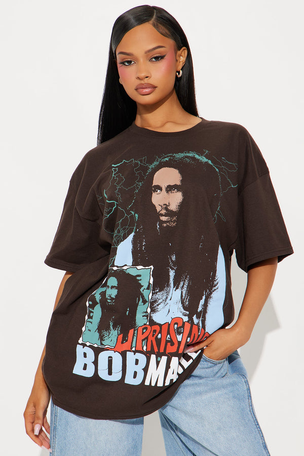 Bob Marley Uprising Oversized Tee - Brown