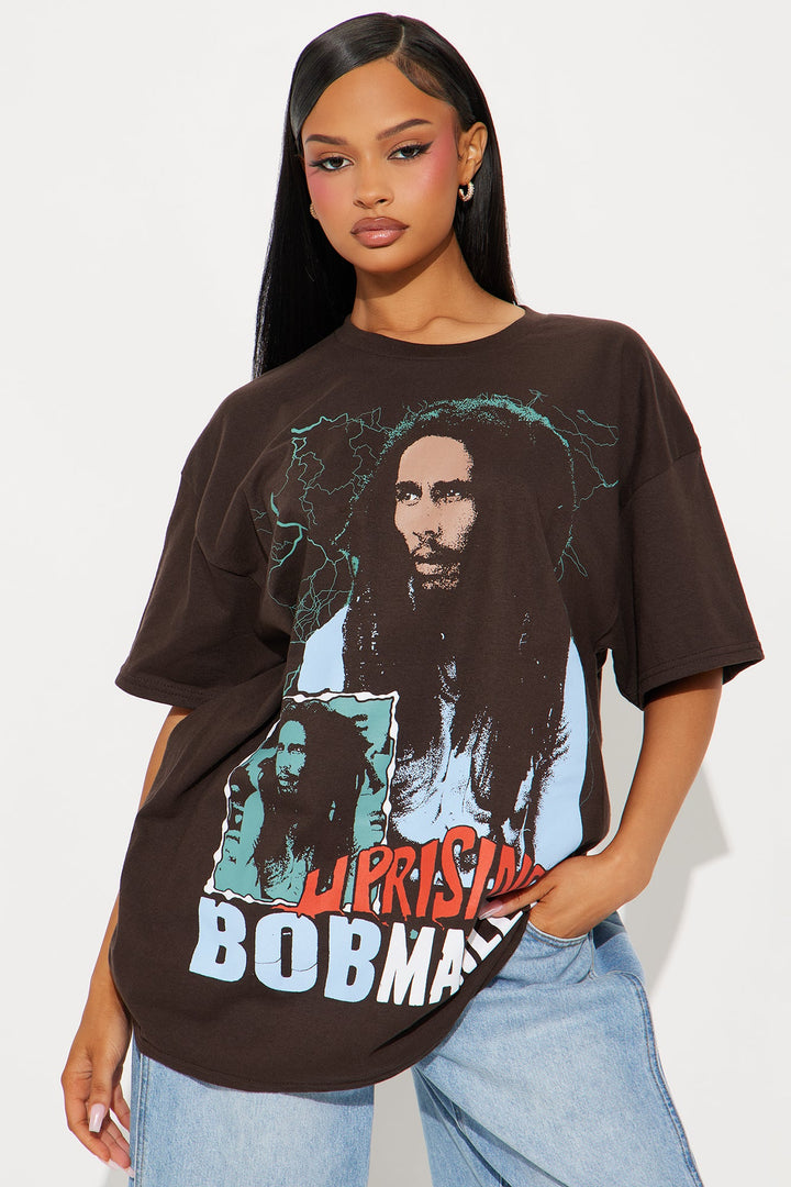 Bob Marley Uprising Oversized Tee - Brown