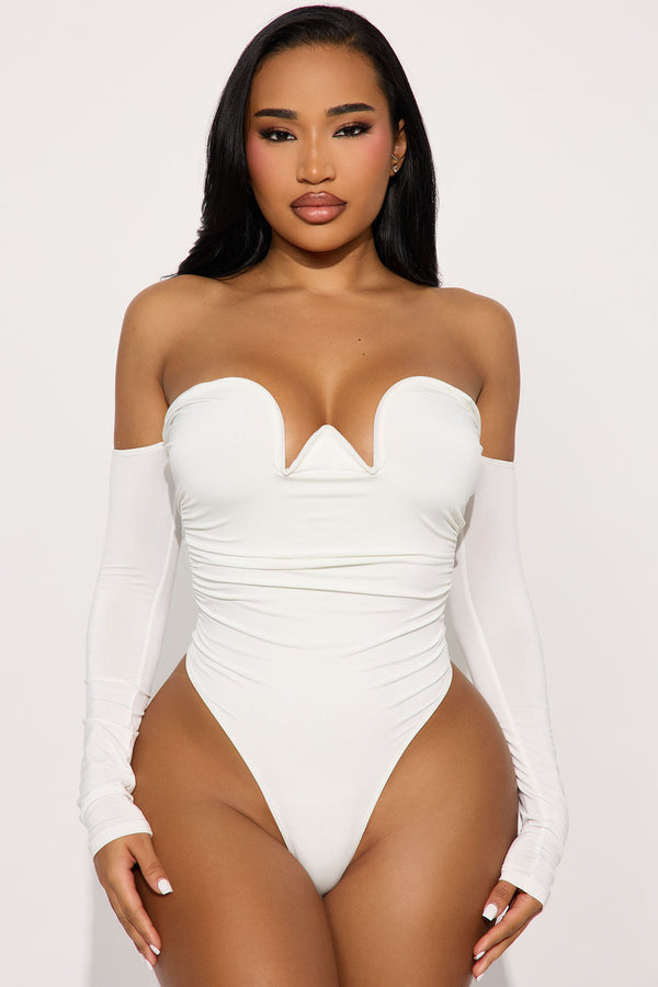 My Approval Off Shoulder Long Sleeve Bodysuit - Ivory