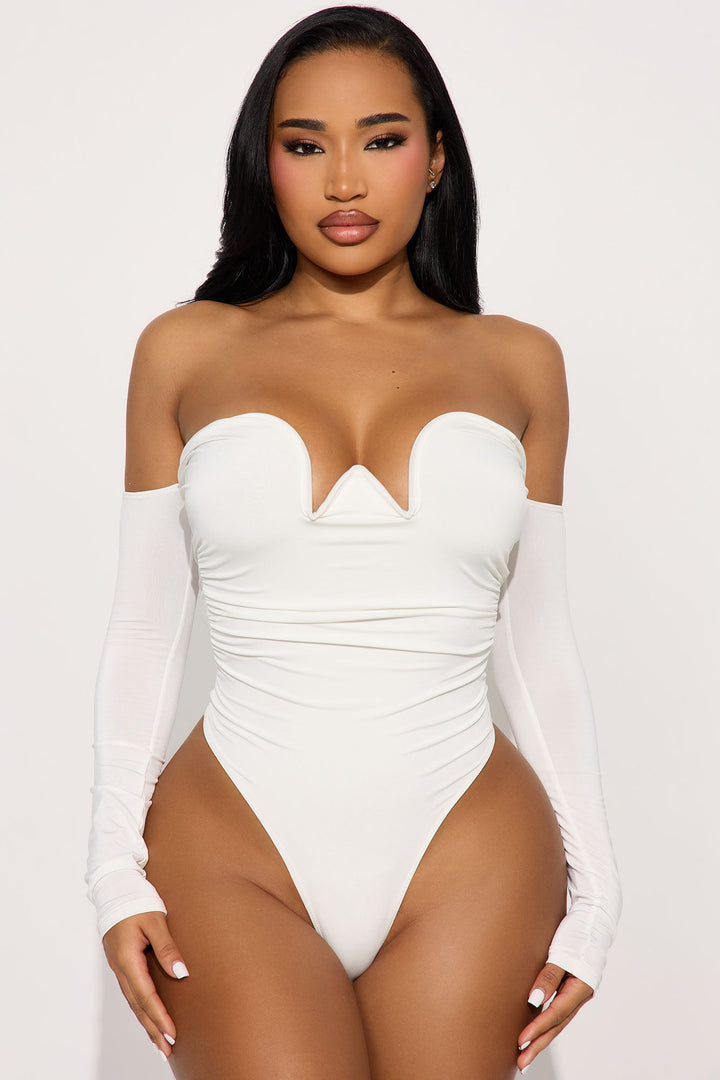 My Approval Off Shoulder Long Sleeve Bodysuit - Ivory
