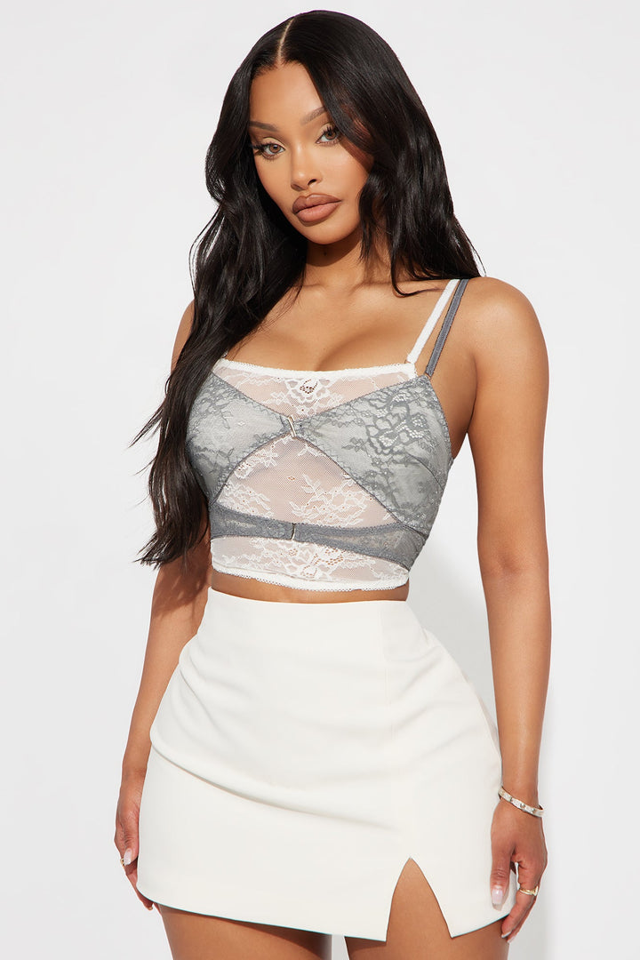 Endless Breakup Lace Bra Top - Grey/combo