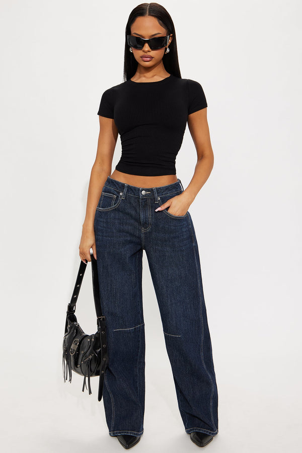 Rent Free Straight Leg Denim Jeans - Dark Wash