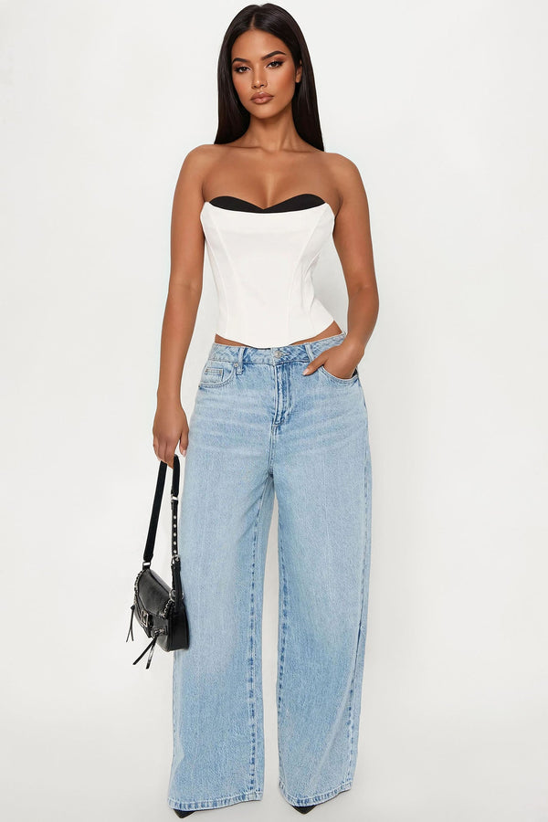 Formal Icon Corset Top - White/Black