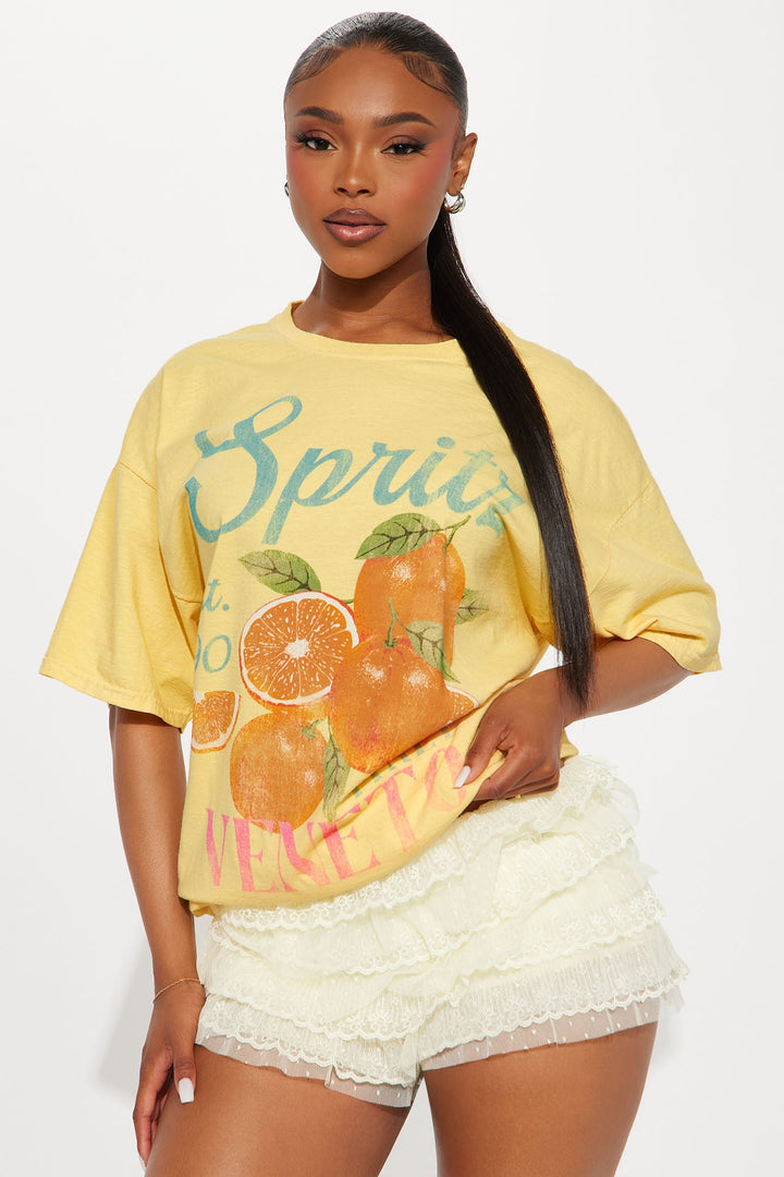 Veneto Spritz Summer Washed Oversized Tee - Yellow