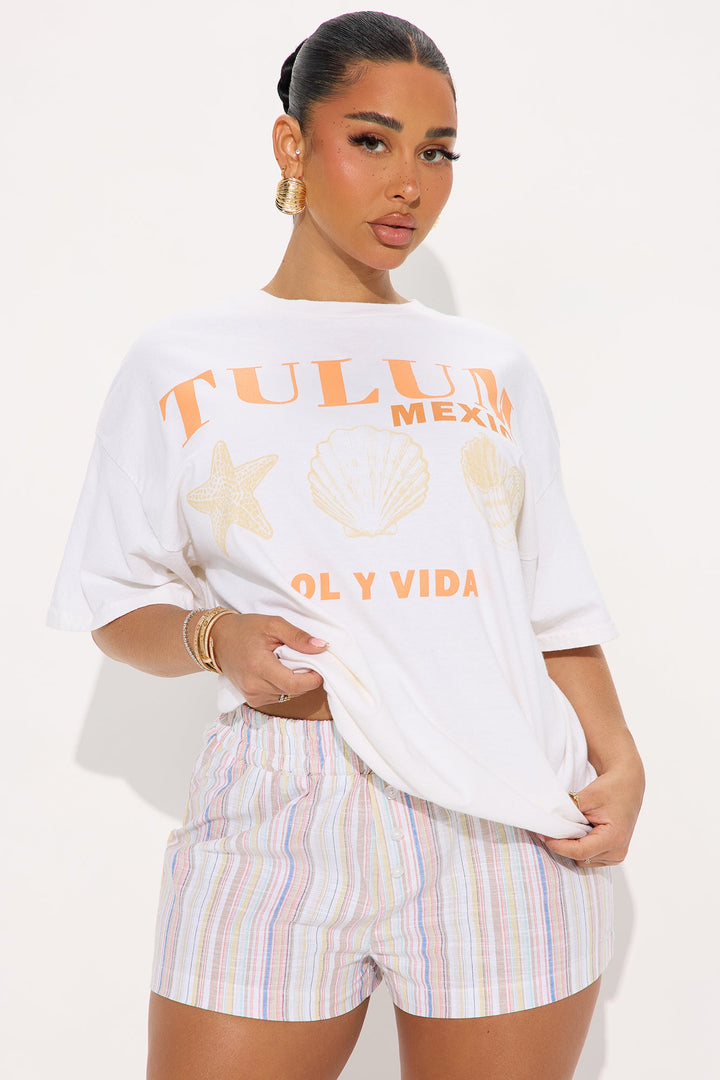 Tulum Sol Y Vida Washed Oversized Tee - Natural