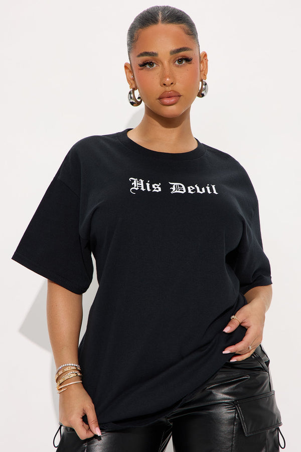 His Devil Oversized Tee - Black