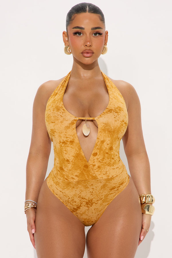 Coral City Halter Bodysuit - Mustard