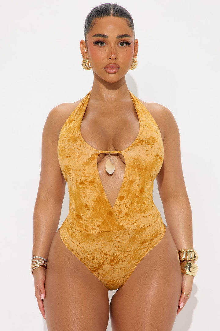 Coral City Halter Bodysuit - Mustard
