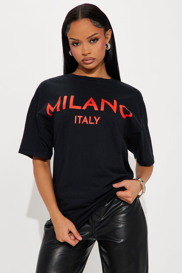 Milano Italy Oversized Tee - Black