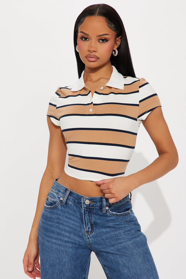 No Drama Club Short Sleeve Polo Shirt - Taupe/combo