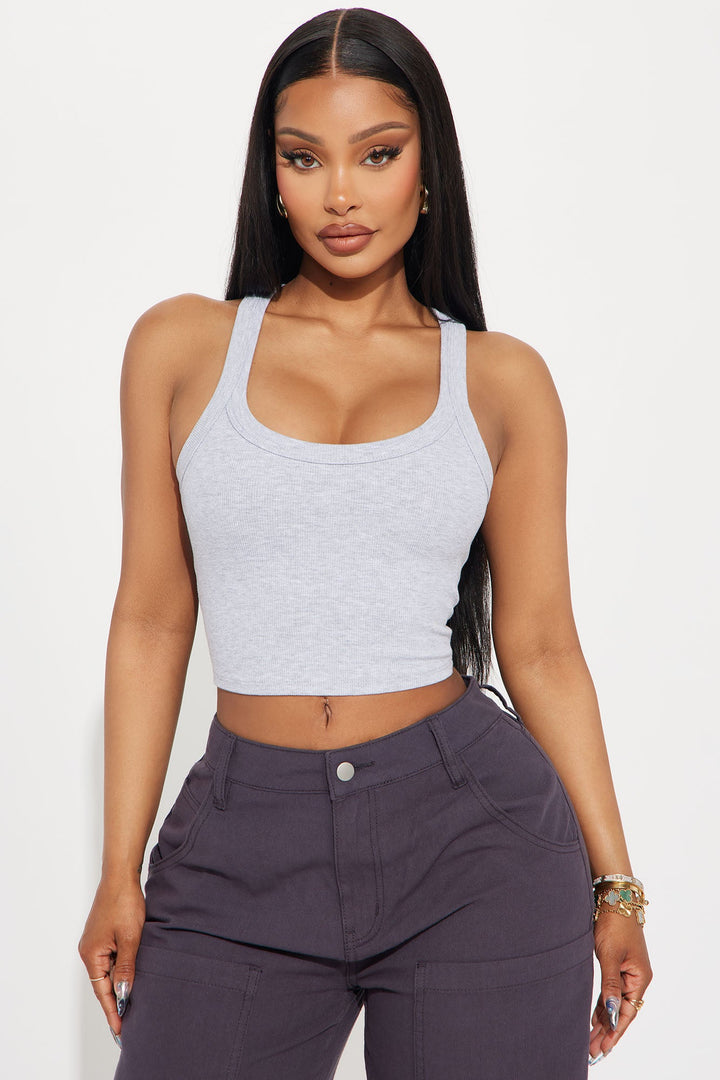 Teresa Scoop Neck Tank Top - Heather Grey