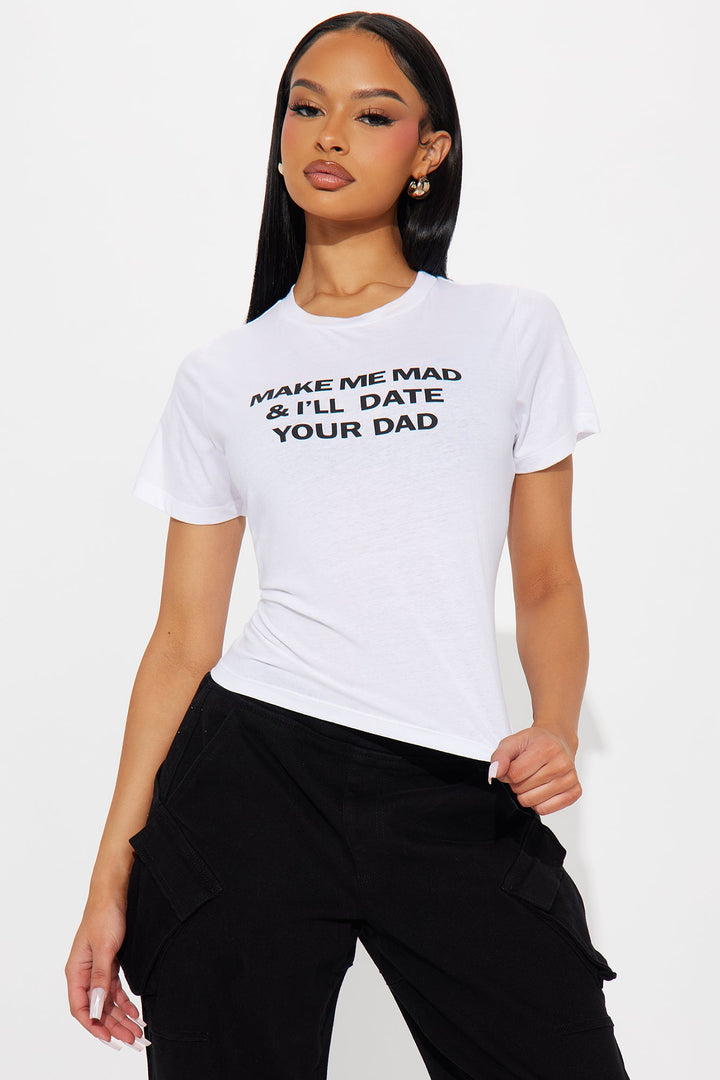 Make Me Mad Baby Tee - White