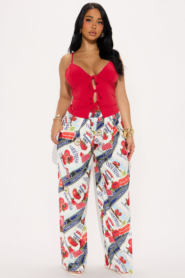 Lainey Tie Front Top - Red