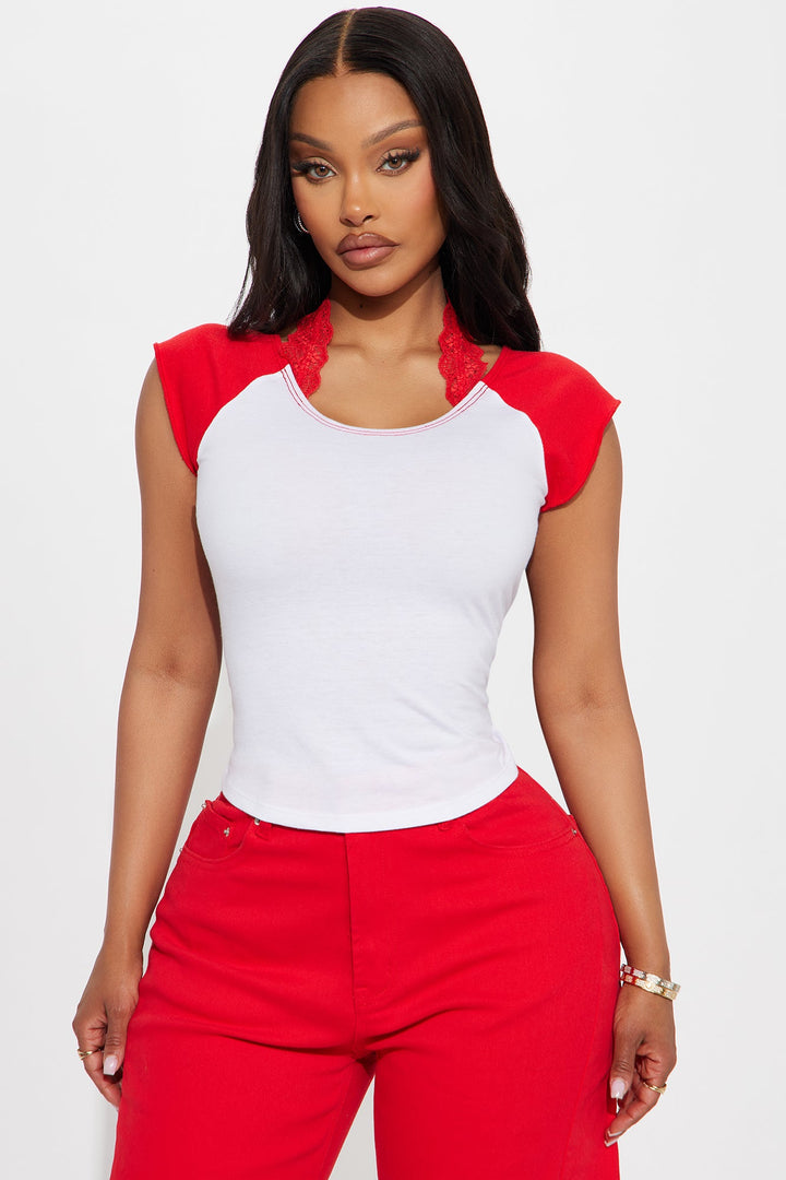 Taylor Double Layer Raglan Tee - Red/combo