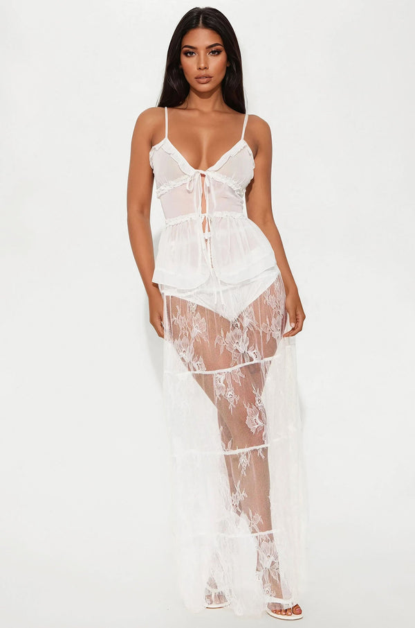 Better Together Chiffon Tie Front Top - White