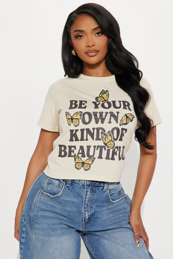 Be Your Own Kind Butterfly Tee - Tan
