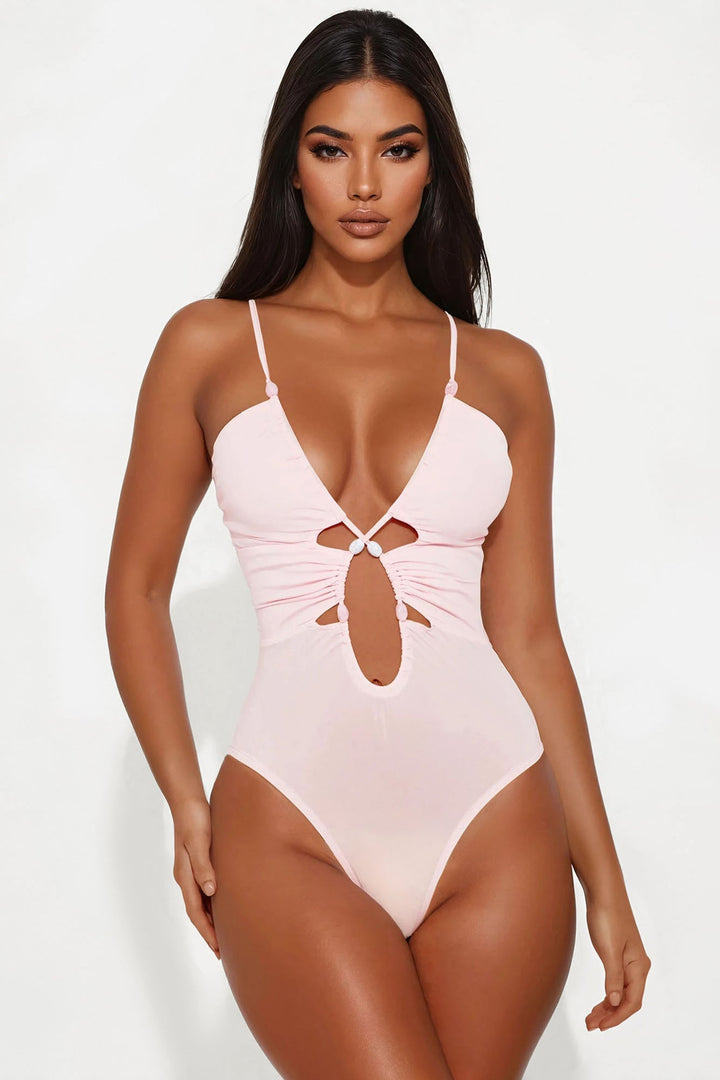 Synergy Cut Out Ruched Bodysuit - Pink