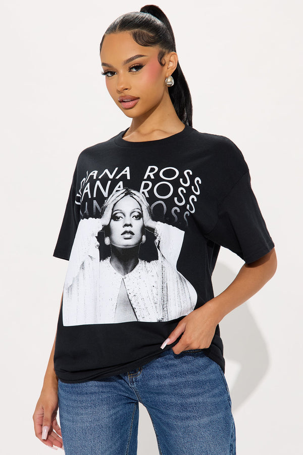 Vintage Diana Ross Glow Oversized Tee - Black