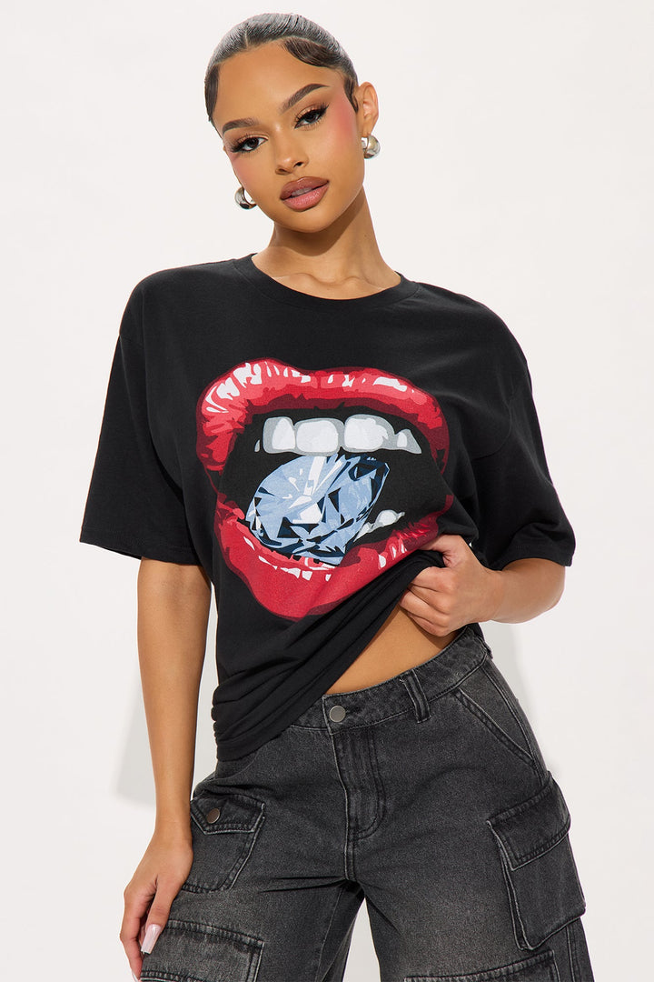 Drippin In Diamonds Oversized Tee - Black