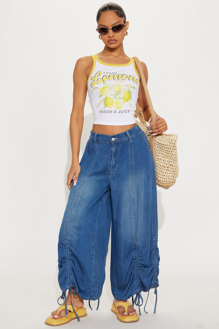 Cabo Drapey Cinch Cropped Jeans - Dark Wash