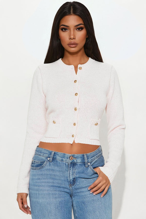 Professionally Chic Cardigan Sweater - Pink