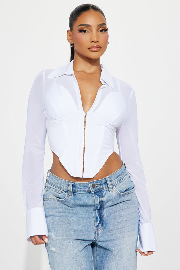 Secret's Out Mesh Corset Top - White