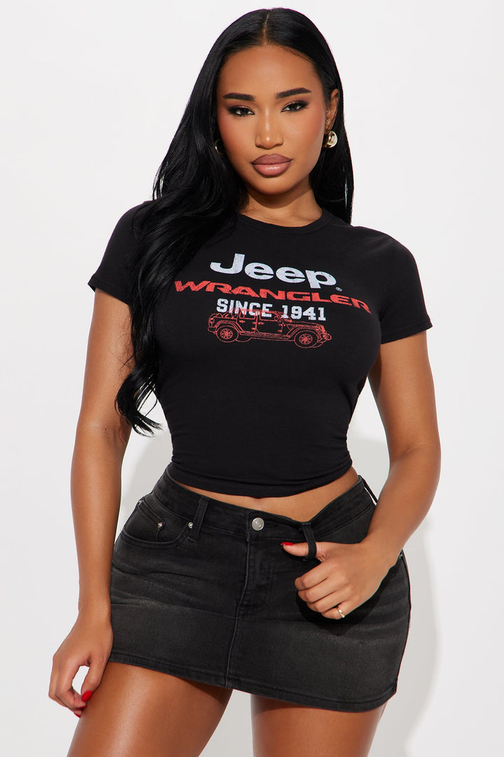 Jeep Wrangler Washed Baby Tee - Black