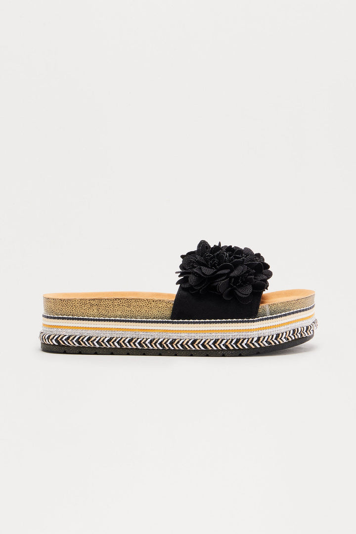 Marika Flower Sandals - Black