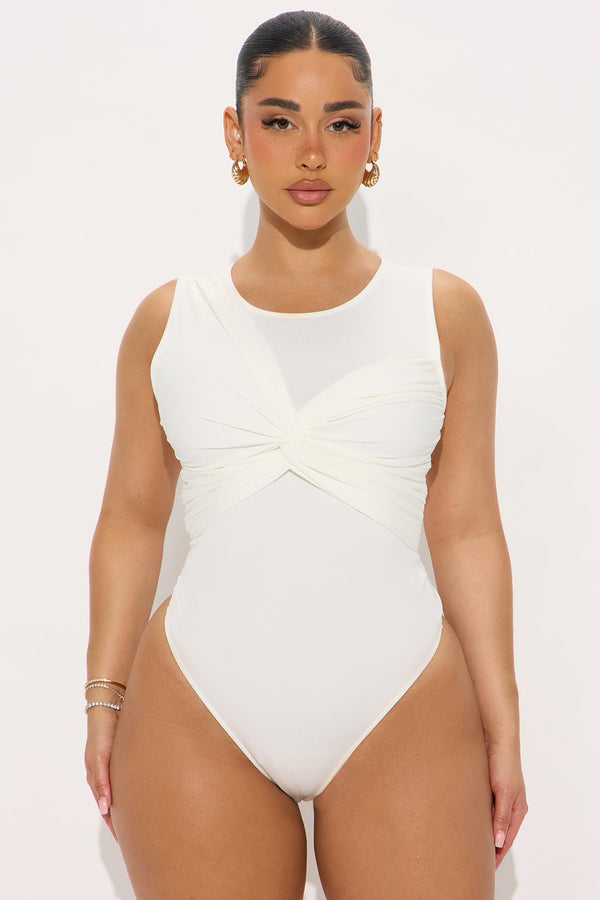With A Twist Ribbed Bodysuit - Ivory