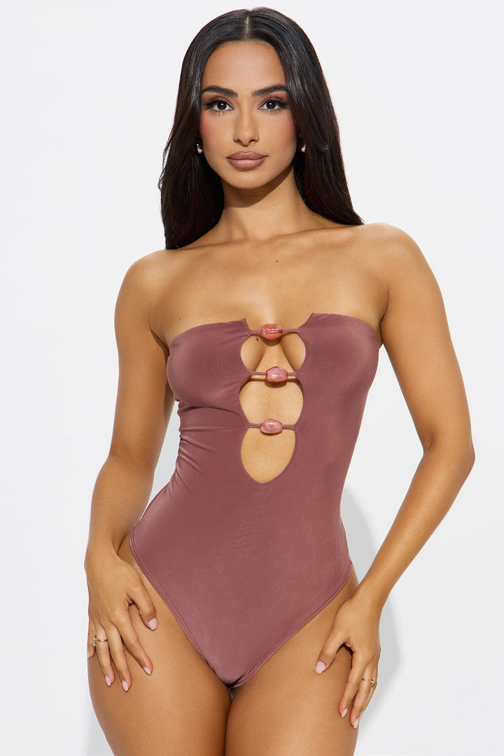 Naturally Me Double Lined Strapless Bodysuit - Brown