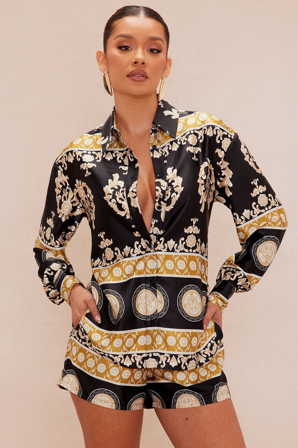 Kalisi Satin Shirt - Black/combo