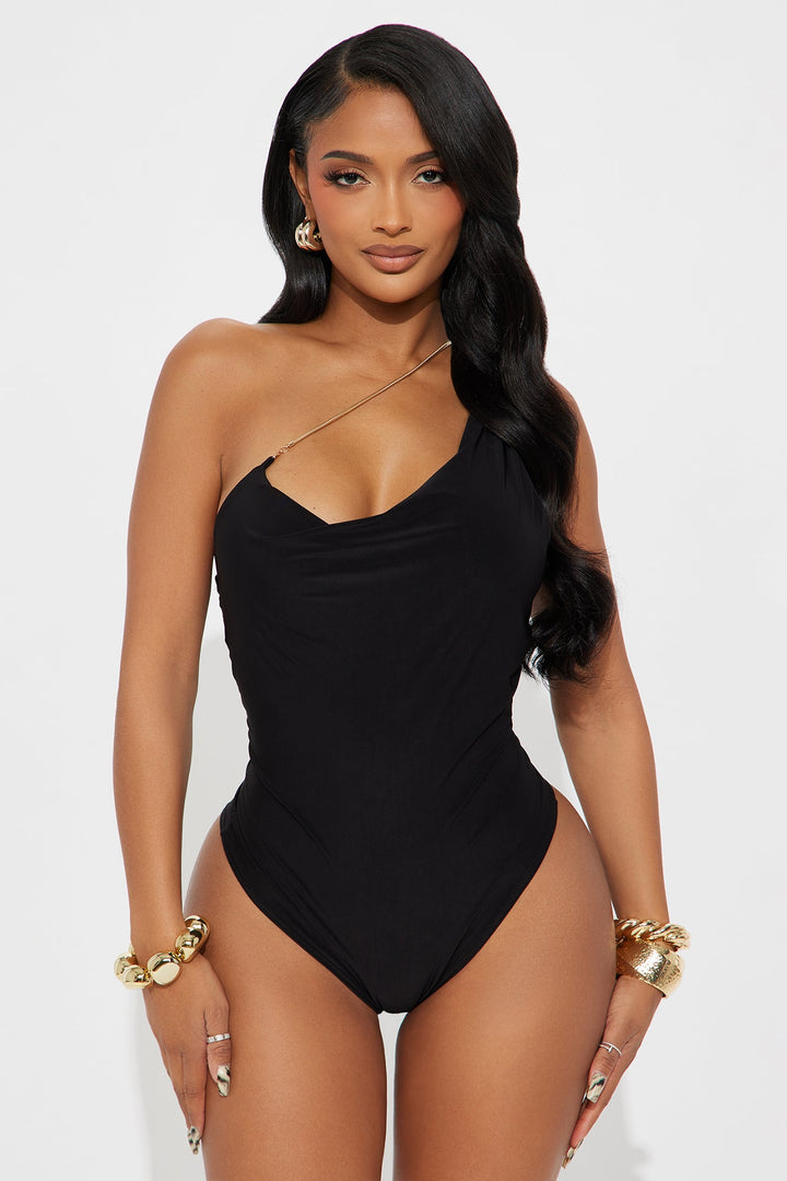 Wren One Shoulder Bodysuit - Black