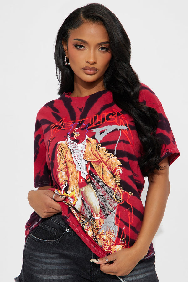 Metallica Tye Dye Oversized Tee - Black/Red