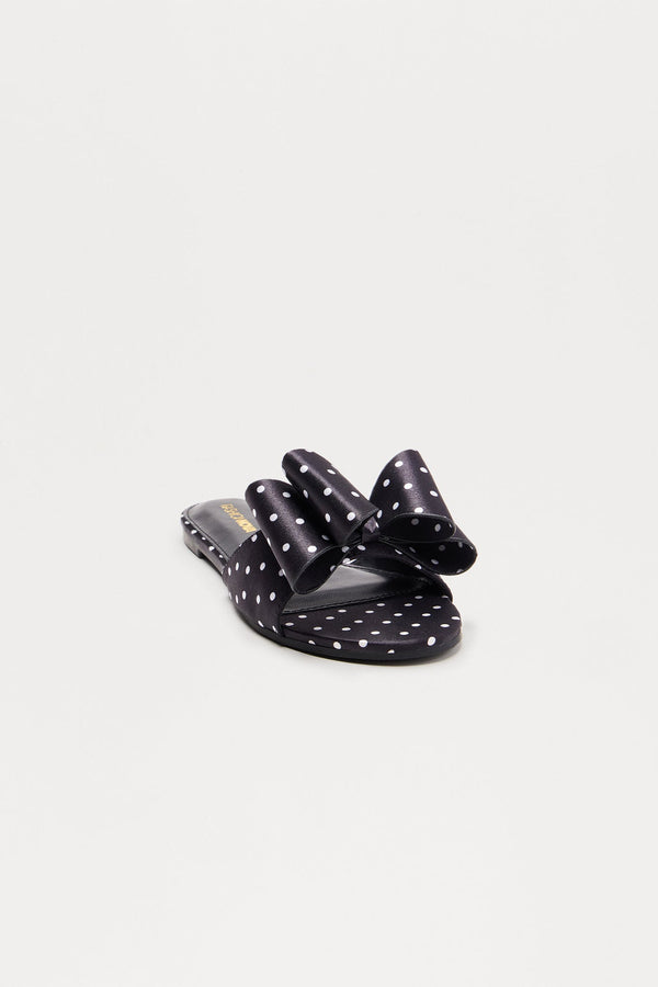Tizzy Bow Polka Dot Sandals - Black/White