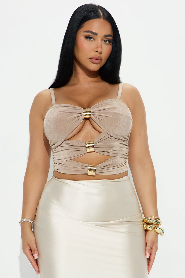 That's My Type Cut Out Ruched Top - Mocha
