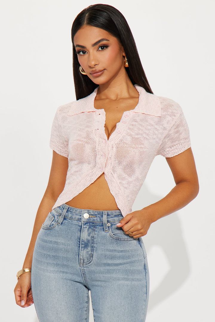 Lovestruck Cropped Cardigan - Pink