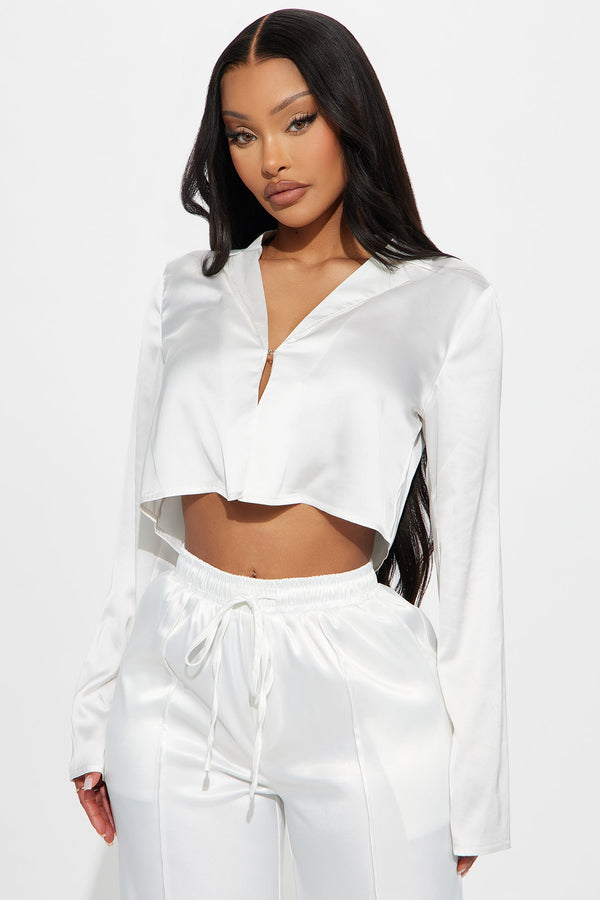 Forever Loving Satin Shirt - White