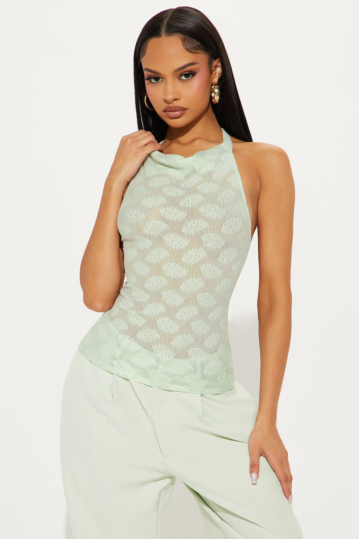 Norah High Neck Halter Top - Sage