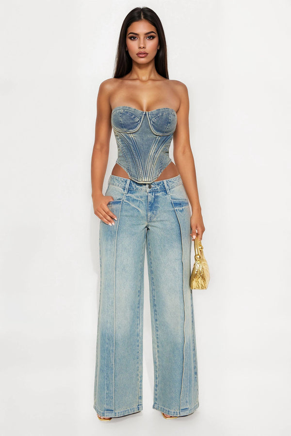 Something About You Wide Leg Jeans - Vintage Wash