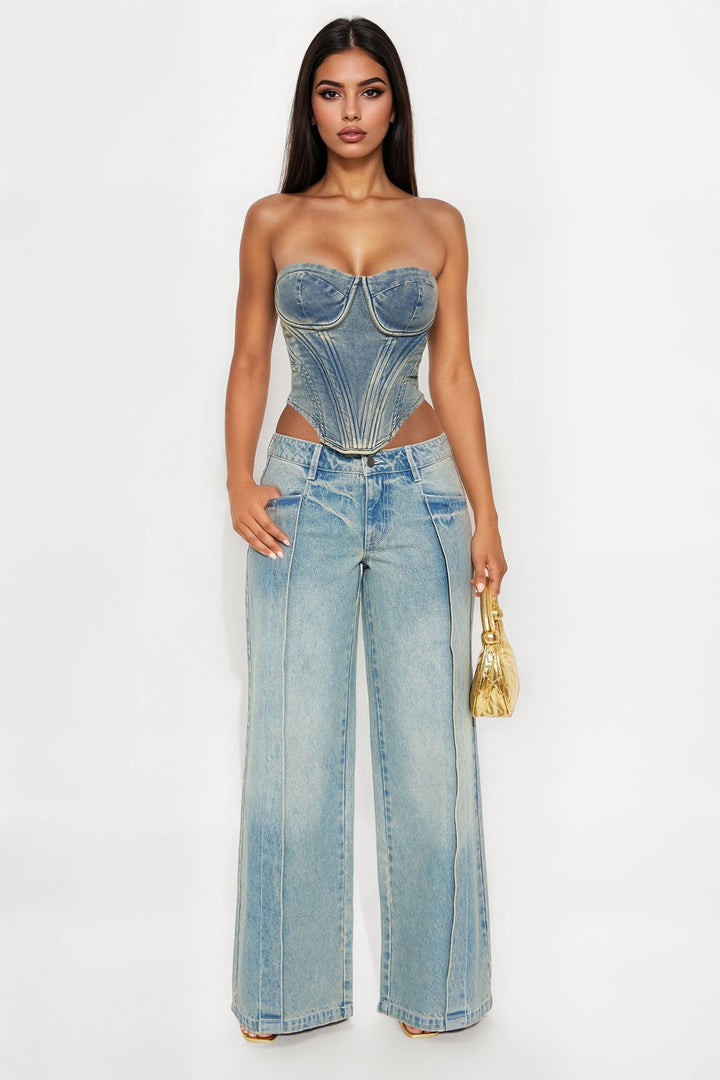Something About You Wide Leg Jeans - Vintage Wash