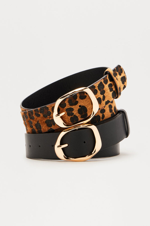 Think About It 2 Piece Belt Set - Black/Brown