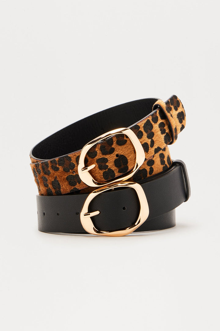 Think About It 2 Piece Belt Set - Black/Brown