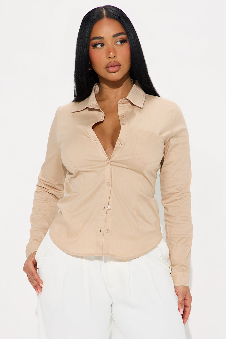Stay Away Poplin Shirt - Khaki