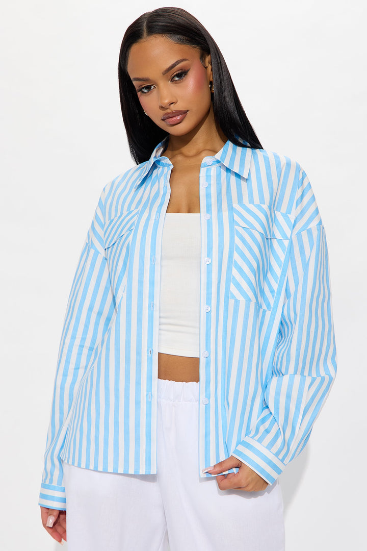 Between The Stripes Poplin Shirt - Blue/combo